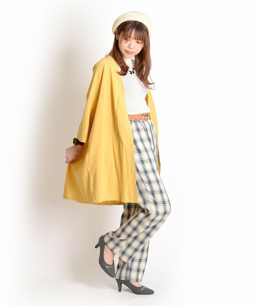 MARAI(マーライ)の「綿麻ロングカーディガン 長袖 無地 羽織(カーディガン/ボレロ・レディース・イエロー/オレンジ/ライム/ブラウン/パープル系/グリーン/パープル/ブラック・FREE)」の12枚目の写真