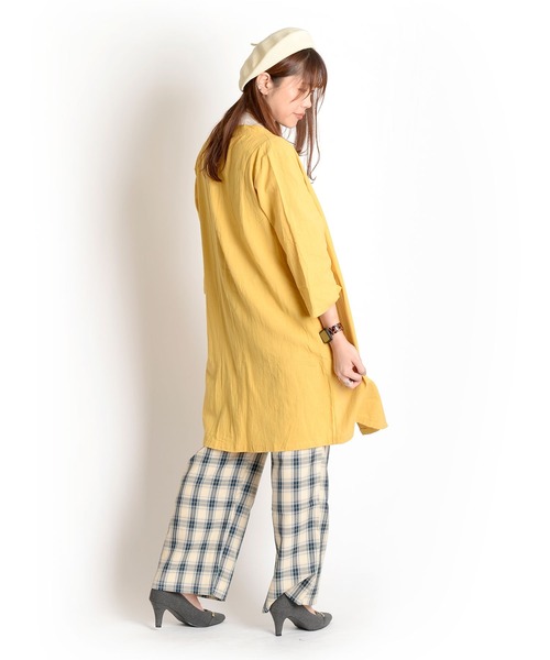 MARAI(マーライ)の「綿麻ロングカーディガン 長袖 無地 羽織(カーディガン/ボレロ・レディース・イエロー/オレンジ/ライム/ブラウン/パープル系/グリーン/パープル/ブラック・FREE)」の13枚目の写真