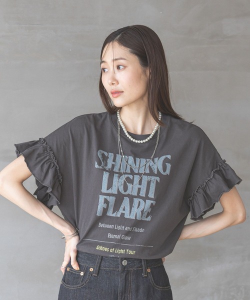 GLOBAL WORK（グローバルワーク）の「ヘビロッTEEフリルプリント半袖/325970（Tシャツ/カットソー・レディース・オフホワイト/杢グレー/グレー系8/グレー系9/ブラウン/スミクロ/ホワイト系その他6・MEDIUM/LARGE）」の18枚目の写真