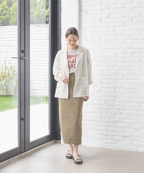 GLOBAL WORK（グローバルワーク）の「ヘビロッTEEフリルプリント半袖/325970（Tシャツ/カットソー・レディース・オフホワイト/杢グレー/グレー系8/グレー系9/ブラウン/スミクロ/ホワイト系その他6・MEDIUM/LARGE）」の9枚目の写真