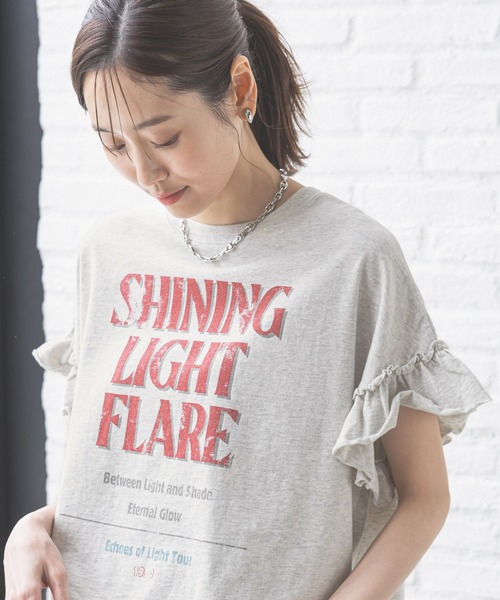 GLOBAL WORK（グローバルワーク）の「ヘビロッTEEフリルプリント半袖/325970（Tシャツ/カットソー・レディース・オフホワイト/杢グレー/グレー系8/グレー系9/ブラウン/スミクロ/ホワイト系その他6・MEDIUM/LARGE）」の13枚目の写真