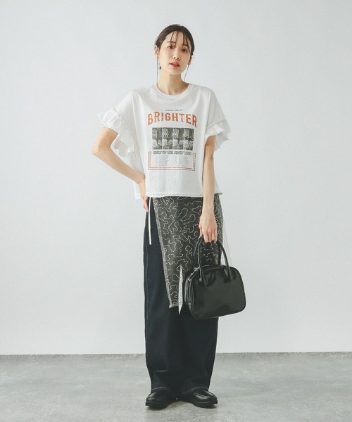 GLOBAL WORK（グローバルワーク）の「ヘビロッTEEフリルプリント半袖/325970（Tシャツ/カットソー・レディース・オフホワイト/杢グレー/グレー系8/グレー系9/ブラウン/スミクロ/ホワイト系その他6・MEDIUM/LARGE）」の21枚目の写真