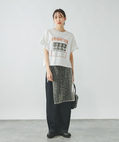 GLOBAL WORK（グローバルワーク）の「ヘビロッTEEフリルプリント半袖/325970（Tシャツ/カットソー・レディース・オフホワイト/杢グレー/グレー系8/グレー系9/ブラウン/スミクロ/ホワイト系その他6・MEDIUM/LARGE）」の22枚目の写真