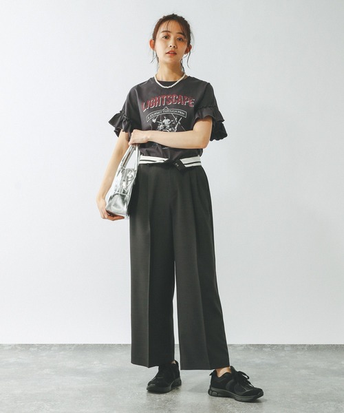 セール】ヘビロッTEEフリルプリント半袖/325970（Tシャツ