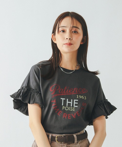 セール】ヘビロッTEEフリルプリント半袖/325970（Tシャツ
