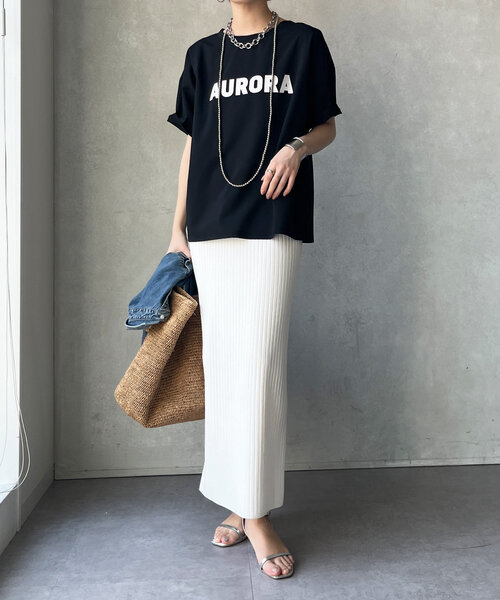 DouDou（ドゥドゥ）の「リネンライクハイツイストAURORAロゴTEE（シャツ/ブラウス・レディース・ブラック/ベージュ/オフホワイト・FREE）」の15枚目の写真