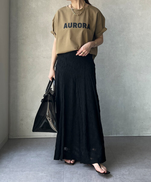 DouDou（ドゥドゥ）の「リネンライクハイツイストAURORAロゴTEE（シャツ/ブラウス・レディース・ブラック/ベージュ/オフホワイト・FREE）」の22枚目の写真