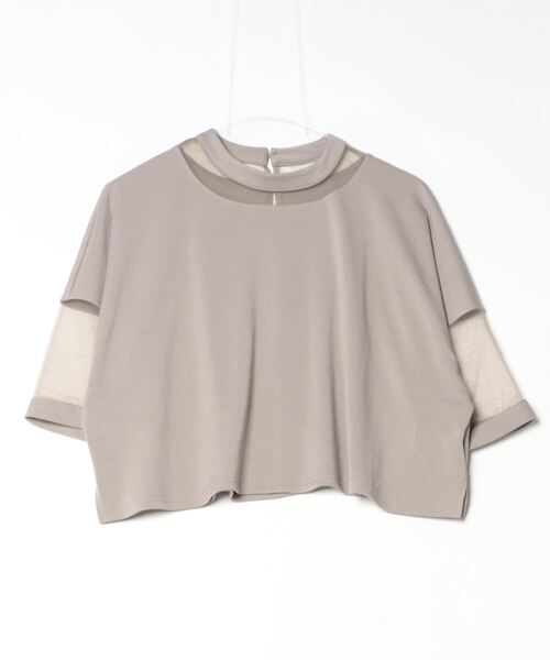 DIP IN CHOCOLATE(ディップインチョコレート)の「コンビネーションシアーカットソー【DIP IN CHOCOLATE】(Tシャツ/カットソー・レディース・ブラック/ライトグレー/オフホワイト・F)」の7枚目の写真