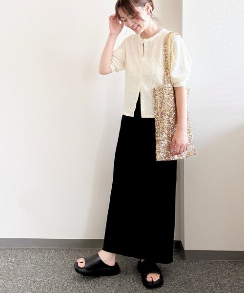 SHIPS for women / シップスウィメン 【WEB限定】〈手洗い可能〉バンピー シャーリング 5分袖 カーディガン シップス SHIPS 【WEB限定】〈手洗い可能〉バンピー