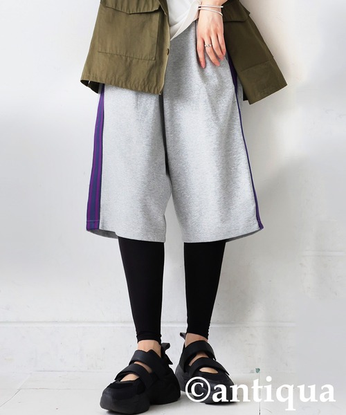 antiqua(アンティカ)の「ポンチハーフパンツ(その他パンツ・レディース・ネイビー/グレー/ブラック・ONESIZE)」の1枚目の写真