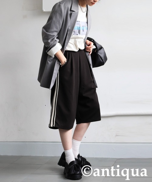 antiqua(アンティカ)の「ポンチハーフパンツ(その他パンツ・レディース・ネイビー/グレー/ブラック・ONESIZE)」の6枚目の写真