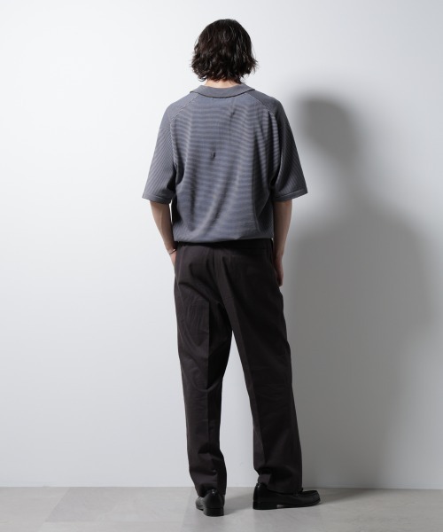 NANO universe（ナノユニバース）の「ハイゲージマイクロボーダーニットポロ（ポロシャツ・メンズ・チャコール/ブラウン・M/L）」の9枚目の写真