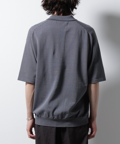 NANO universe（ナノユニバース）の「ハイゲージマイクロボーダーニットポロ（ポロシャツ・メンズ・チャコール/ブラウン・M/L）」の18枚目の写真