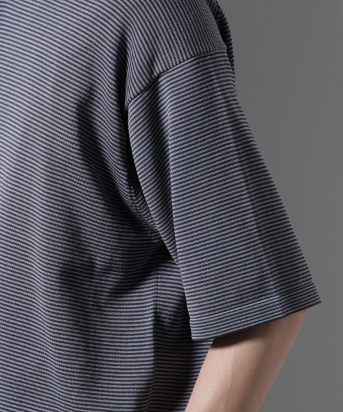 NANO universe（ナノユニバース）の「ハイゲージマイクロボーダーニットポロ（ポロシャツ・メンズ・チャコール/ブラウン・M/L）」の20枚目の写真