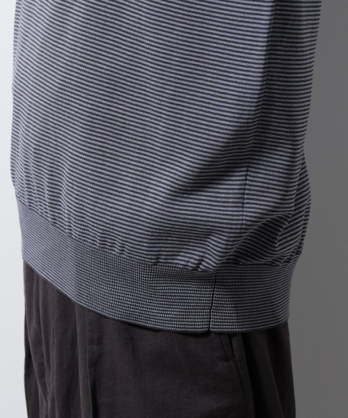 NANO universe（ナノユニバース）の「ハイゲージマイクロボーダーニットポロ（ポロシャツ・メンズ・チャコール/ブラウン・M/L）」の21枚目の写真