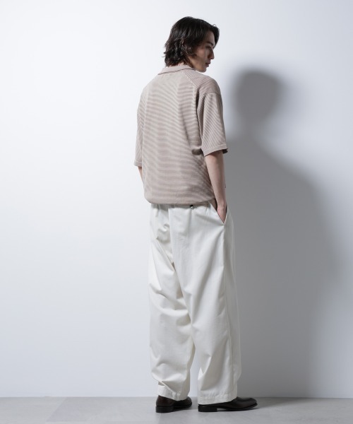 NANO universe（ナノユニバース）の「ハイゲージマイクロボーダーニットポロ（ポロシャツ・メンズ・チャコール/ブラウン・M/L）」の16枚目の写真