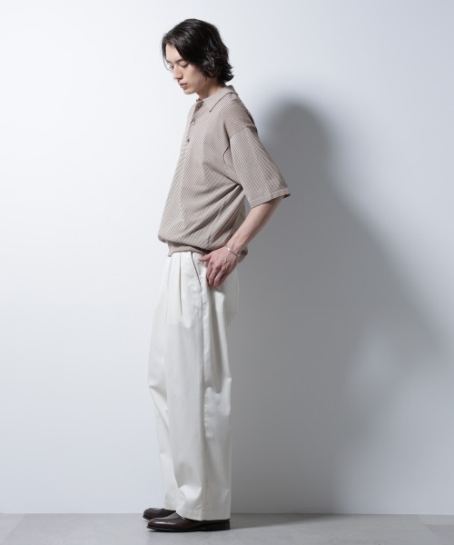 NANO universe（ナノユニバース）の「ハイゲージマイクロボーダーニットポロ（ポロシャツ・メンズ・チャコール/ブラウン・M/L）」の15枚目の写真