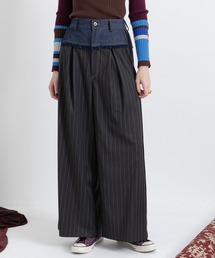 AULA AILA（アウラアイラ）の「チェックデニムコンビネーションパンツ（スラックス）」