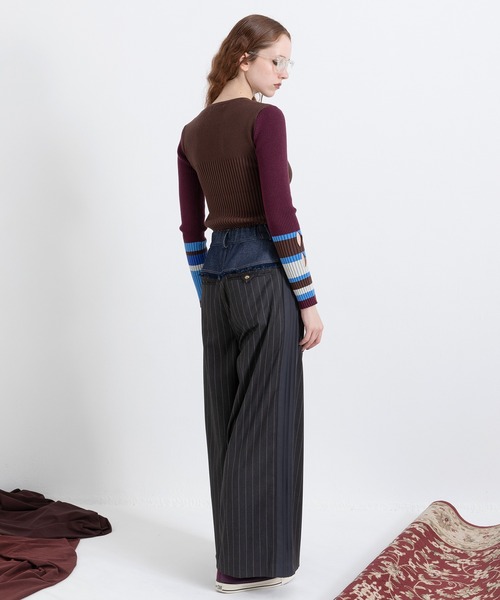 AULA デニム　チェック　ロングジャケット AULA AILA｜CHECK DENIM COMBINATION JACKET | Rakuten Fashion