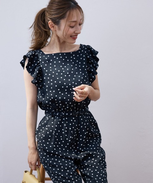 Maglie le cassetto（マーリエ ル カセット）の「【M Maglie le cassetto×吉田理紗コラボ】大人の甘辛サロペット（サロペット/オーバーオール・レディース・ネイビー/ブラック・7号/9号/5号）」の2枚目の写真