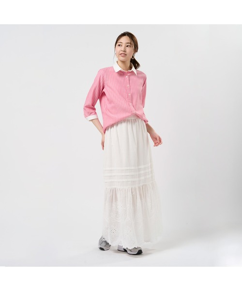 TOKYO SHIRTS(トウキョウシャツ)の「【Pitta Re:)】ふわっとガーゼシャツ 七分袖 綿100% レディースカジュアルシャツ(シャツ/ブラウス・レディース・ピンク・S/M/L/LL)」の7枚目の写真