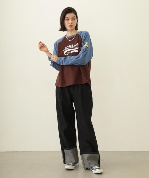 MILKFED.（ミルクフェド）の「LOGO PATCH B/B TEE（Tシャツ/カットソー・レディース・ホワイト/ブラウン/オートミール・M/L）」の9枚目の写真