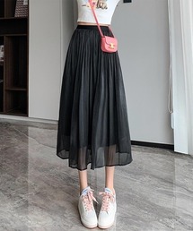 Forcement（フォースメント）の「透け感シアーAラインプリーツスカート（スカート）」