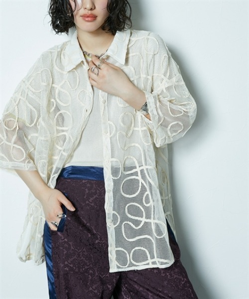 Soiunique（スワユニーク）の「コード刺繍メッシュデザイン半袖シャツ ［Soiunique］（シャツ/ブラウス・レディース・ホワイト・FREE）」の19枚目の写真