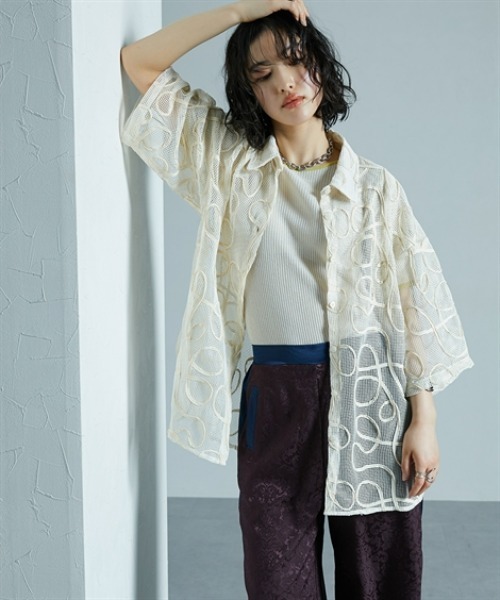 Soiunique（スワユニーク）の「コード刺繍メッシュデザイン半袖シャツ ［Soiunique］（シャツ/ブラウス・レディース・ホワイト・FREE）」の20枚目の写真