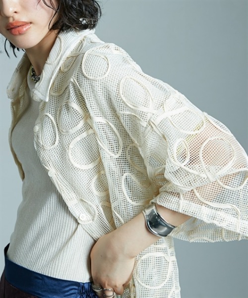 Soiunique（スワユニーク）の「コード刺繍メッシュデザイン半袖シャツ ［Soiunique］（シャツ/ブラウス・レディース・ホワイト・FREE）」の21枚目の写真