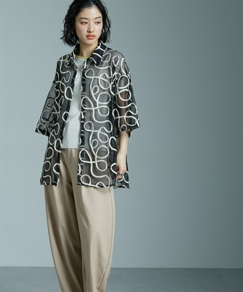 Soiunique（スワユニーク）の「コード刺繍メッシュデザイン半袖シャツ ［Soiunique］（シャツ/ブラウス・レディース・ホワイト・FREE）」の6枚目の写真