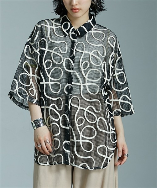 Soiunique（スワユニーク）の「コード刺繍メッシュデザイン半袖シャツ ［Soiunique］（シャツ/ブラウス・レディース・ホワイト・FREE）」の8枚目の写真