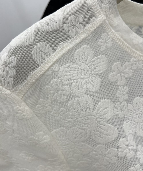 Per sist ence(パーシエンス)の「フラワーシアーレース半袖トップス(Tシャツ/カットソー・レディース・ホワイト/ブラック・ONE SIZE)」の7枚目の写真