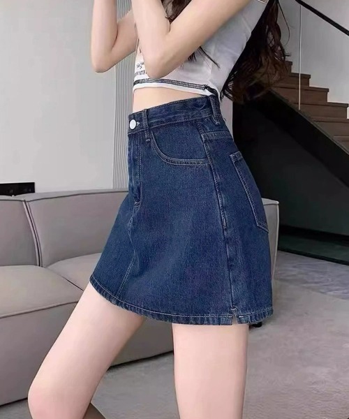 Miniministore(ミニミニストア)の「デニムスカパンハイウエストショートパンツ(デニムパンツ・レディース・インディゴブルー・XL/M/L/S)」の13枚目の写真