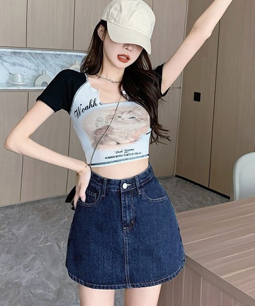 Miniministore(ミニミニストア)の「デニムスカパンハイウエストショートパンツ(デニムパンツ・レディース・インディゴブルー・XL/M/L/S)」の14枚目の写真