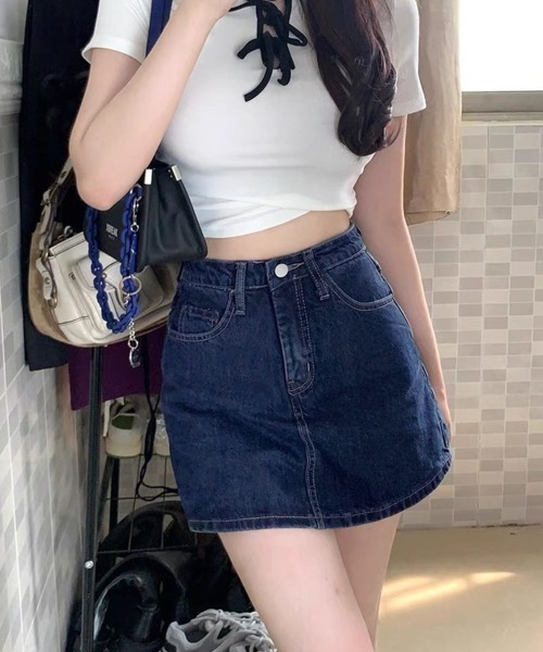 Miniministore(ミニミニストア)の「デニムスカパンハイウエストショートパンツ(デニムパンツ・レディース・インディゴブルー・XL/M/L/S)」の17枚目の写真