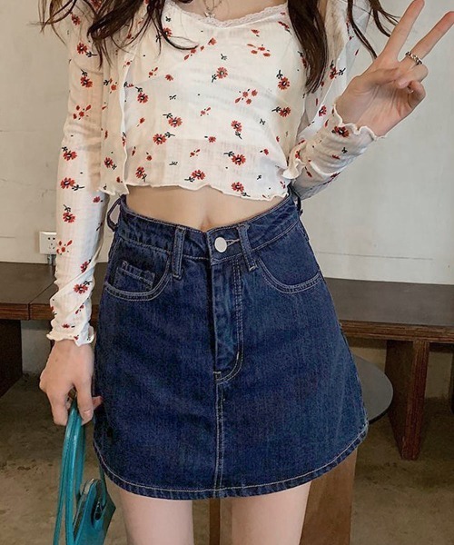 Miniministore(ミニミニストア)の「デニムスカパンハイウエストショートパンツ(デニムパンツ・レディース・インディゴブルー・XL/M/L/S)」の3枚目の写真