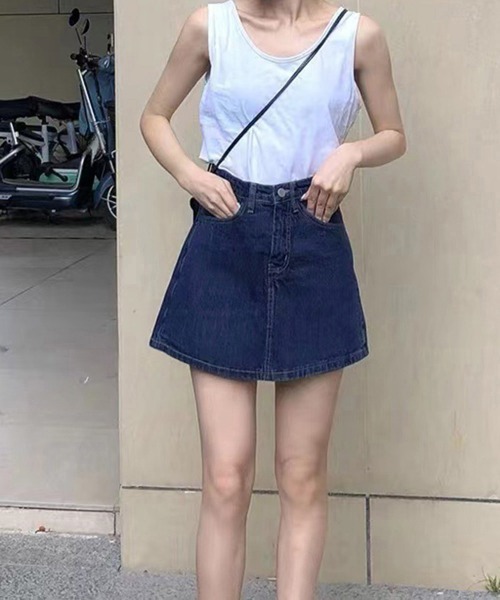 Miniministore(ミニミニストア)の「デニムスカパンハイウエストショートパンツ(デニムパンツ・レディース・インディゴブルー・XL/M/L/S)」の6枚目の写真