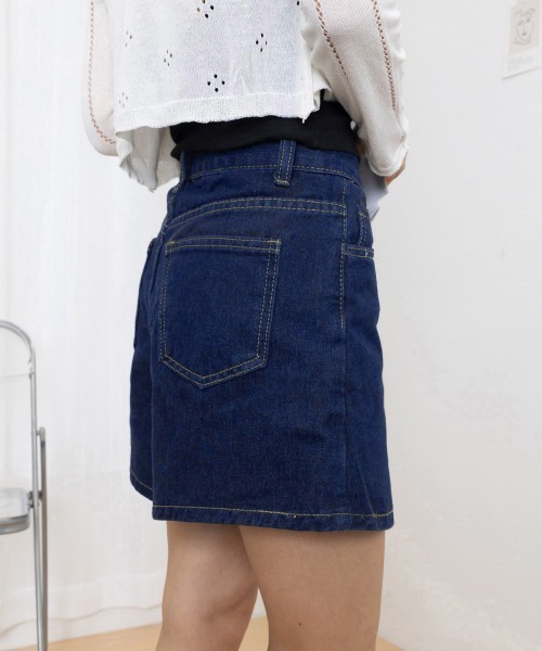 Miniministore(ミニミニストア)の「デニムスカパンハイウエストショートパンツ(デニムパンツ・レディース・インディゴブルー・XL/M/L/S)」の9枚目の写真