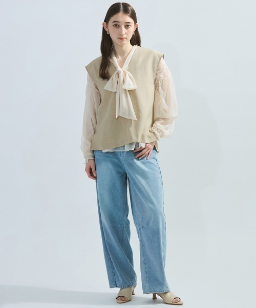 ketty（ケティ）の「麻調セットアップアンサンブル≪手洗い可能≫（ワンピース・レディース・ベージュ/ライトグレー/ネイビー・M）」の20枚目の写真