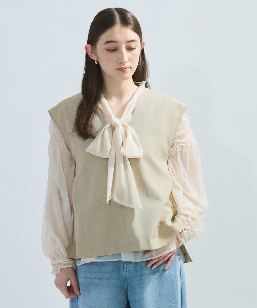 ketty（ケティ）の「麻調セットアップアンサンブル≪手洗い可能≫（ワンピース・レディース・ベージュ/ライトグレー/ネイビー・M）」の18枚目の写真