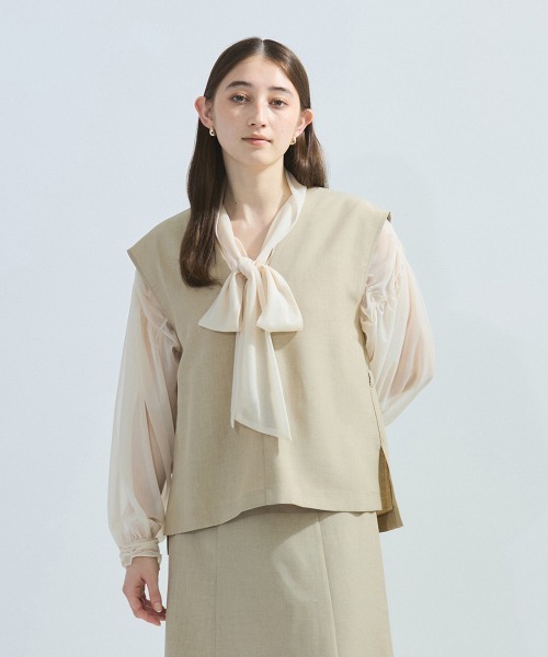 ketty（ケティ）の「麻調セットアップアンサンブル≪手洗い可能≫（ワンピース・レディース・ベージュ/ライトグレー/ネイビー・M）」の16枚目の写真