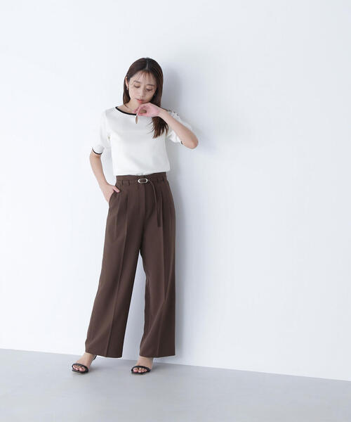 NATURAL BEAUTY BASIC（ナチュラルビューティーベーシック）の「◇メタルバックルベルテッドワイドパンツ（その他パンツ・レディース・ブラック/ベージュ/ブラウン・SMALL/MEDIUM/P/S）」の4枚目の写真
