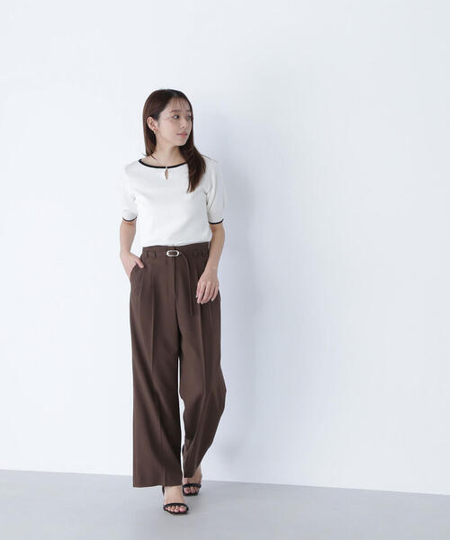 NATURAL BEAUTY BASIC（ナチュラルビューティーベーシック）の「◇メタルバックルベルテッドワイドパンツ（その他パンツ・レディース・ブラック/ベージュ/ブラウン・SMALL/MEDIUM/P/S）」の5枚目の写真