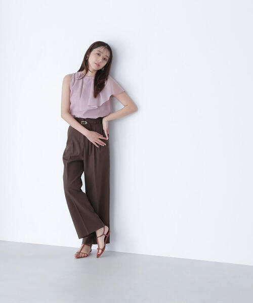 NATURAL BEAUTY BASIC（ナチュラルビューティーベーシック）の「◇メタルバックルベルテッドワイドパンツ（その他パンツ・レディース・ブラック/ベージュ/ブラウン・SMALL/MEDIUM/P/S）」の8枚目の写真