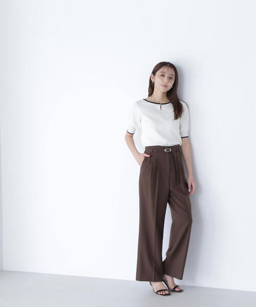 NATURAL BEAUTY BASIC（ナチュラルビューティーベーシック）の「◇メタルバックルベルテッドワイドパンツ（その他パンツ・レディース・ブラック/ベージュ/ブラウン・SMALL/MEDIUM/P/S）」の2枚目の写真