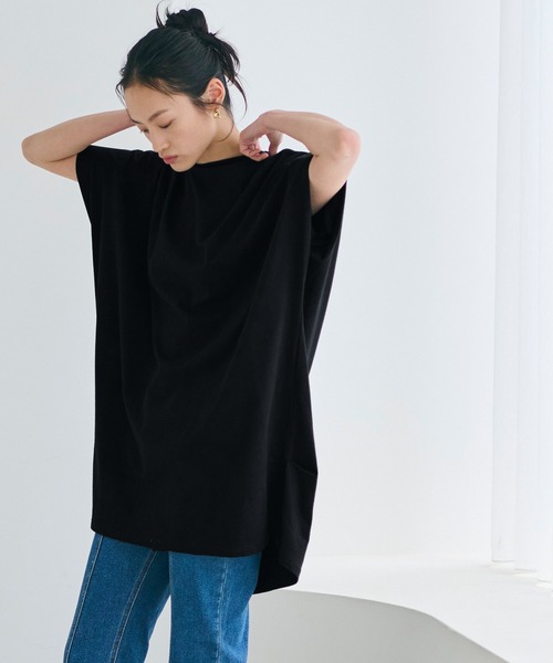 coca(coca)(コカ)の「ボートネックドルマンチュニック(Tシャツ/カットソー・レディース・ブラック/ホワイト・M/L)」の21枚目の写真