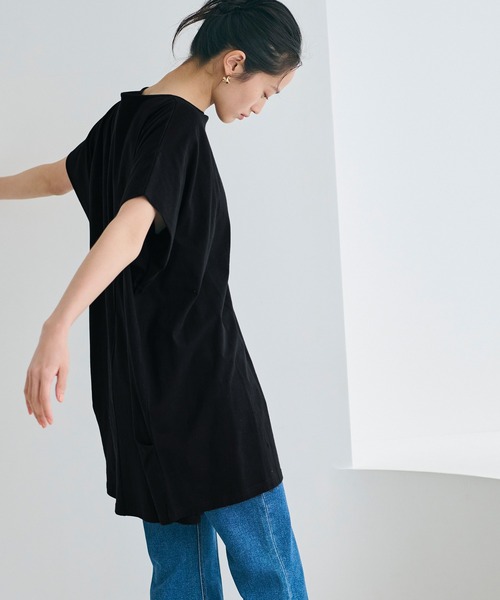 coca(coca)(コカ)の「ボートネックドルマンチュニック(Tシャツ/カットソー・レディース・ブラック/ホワイト・M/L)」の4枚目の写真