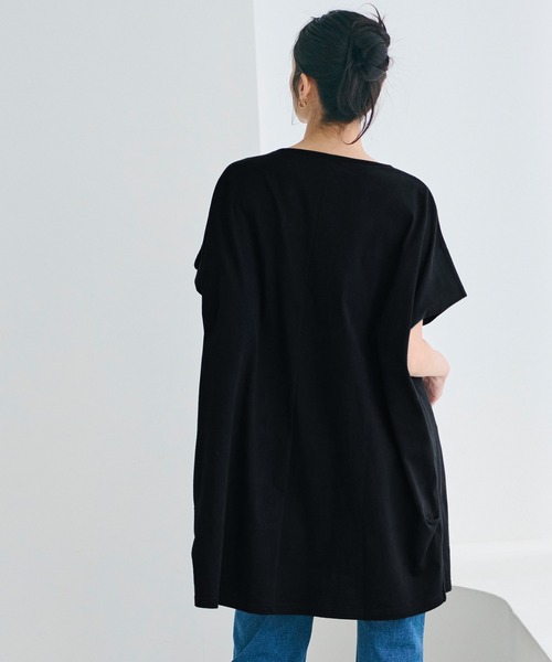 coca(coca)(コカ)の「ボートネックドルマンチュニック(Tシャツ/カットソー・レディース・ブラック/ホワイト・M/L)」の5枚目の写真