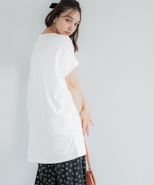 coca(coca)(コカ)の「ボートネックドルマンチュニック(Tシャツ/カットソー・レディース・ブラック/ホワイト・M/L)」の14枚目の写真
